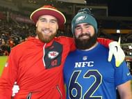 Travis Kelce (L) and Jason Kelce (R)